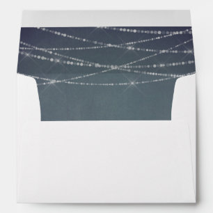 Blue Grey Chalkboard & White String Lights Envelope