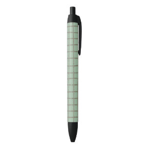 Blue Grey Check Pattern Sleek and Stylish Black Ink Pen