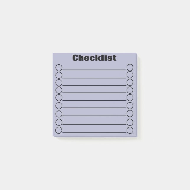 Blue Grey Checklist Post-it® Notes 3" x 3" (Front)