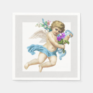 Blue Grey Cherub Angel Paper Napkin