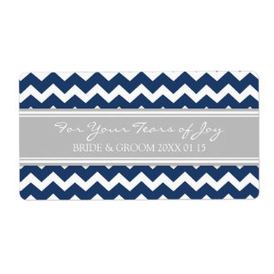 Blue Grey Chevron Cry Packet Wedding Labels