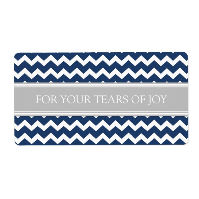 Blue Grey Chevron Cry Packet Wedding Labels (Front)