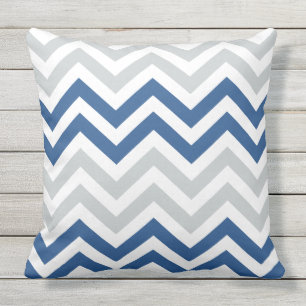 Blue Grey Chevron Cushion