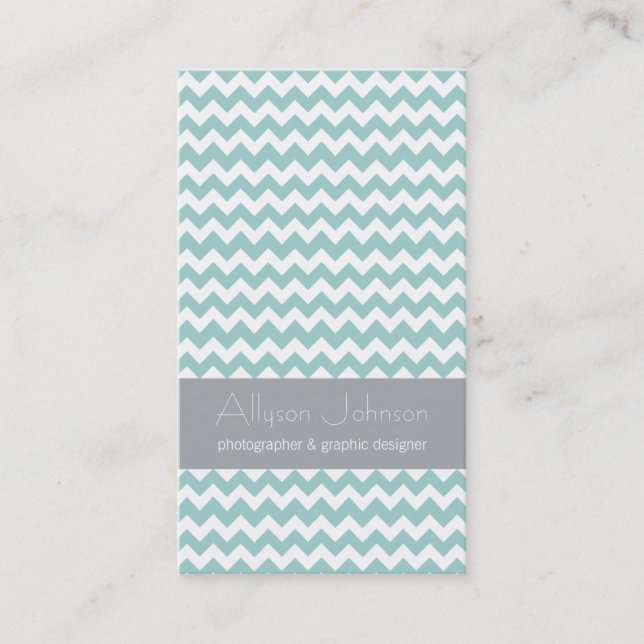 Blue & Grey Chevron Design Business Cards (Front)