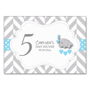 Blue & Grey Chevron Elephant - HZ Table Card
