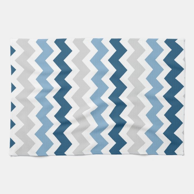 Blue Grey Chevron Kitchen Cloth Towel (Horizontal)