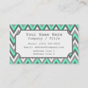Blue Grey Chevron Label Business Card
