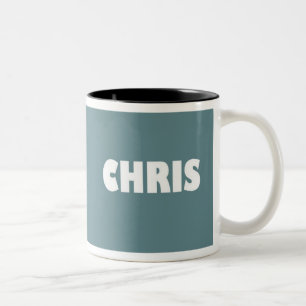 Blue-grey Chris name mug