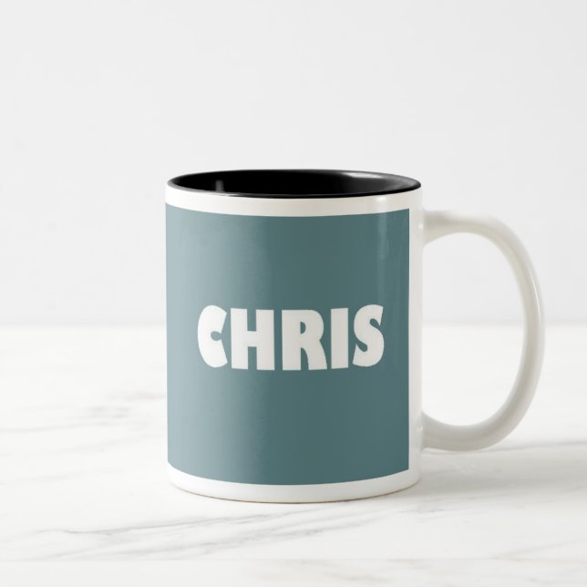 Blue-grey Chris name mug (Right)