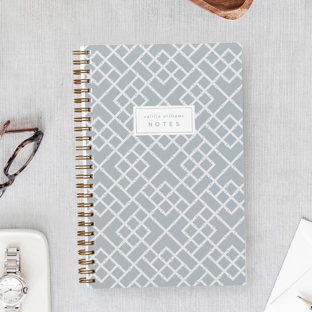 Blue Grey | Coastal Bamboo Trellis Personalised Notebook (Creator Uploaded)