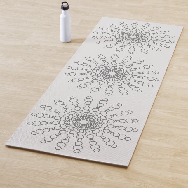 Blue Grey Cobblestone Sun Mandala 1 Sided Yoga Mat (In Situ)