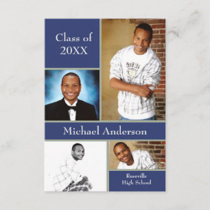Blue/Grey Collage - 3x5 Graduation Announcement