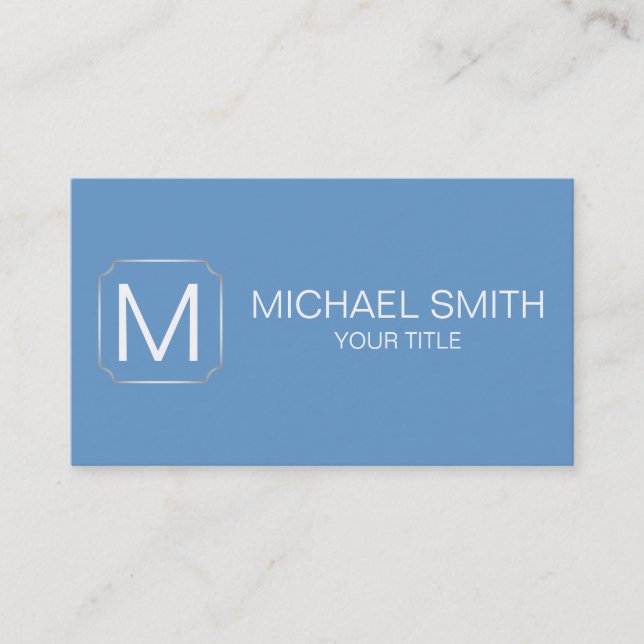 Blue-grey colour background business card (Front)