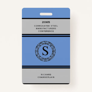 Blue & Grey Conference Badge with Logo ID Badge