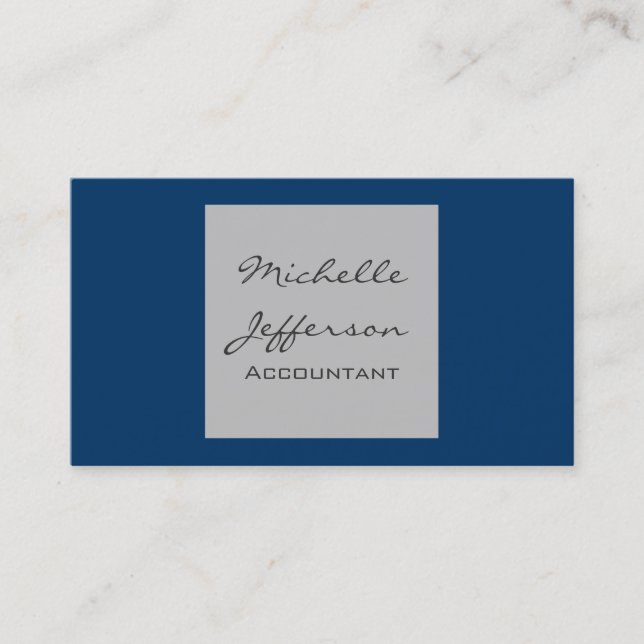Blue Grey Contemporary Accountant Business Card (Front)