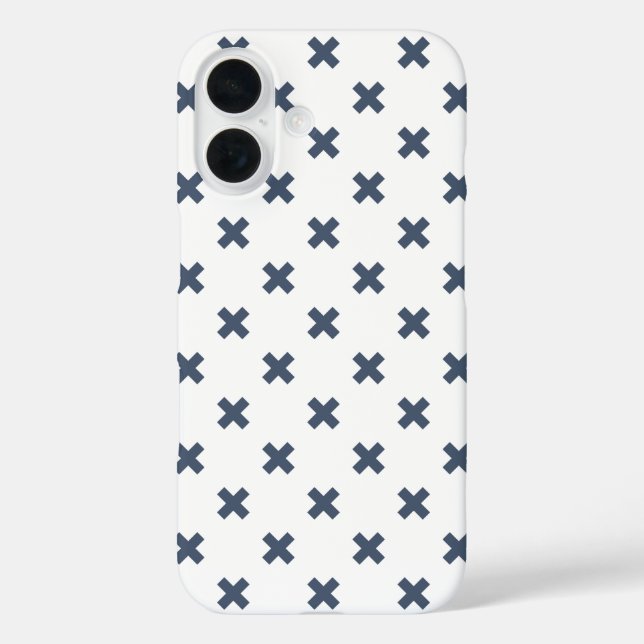 Blue-grey cross stitches on white Case-Mate iPhone case (Back)