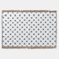 Blue-grey cross stitches on white