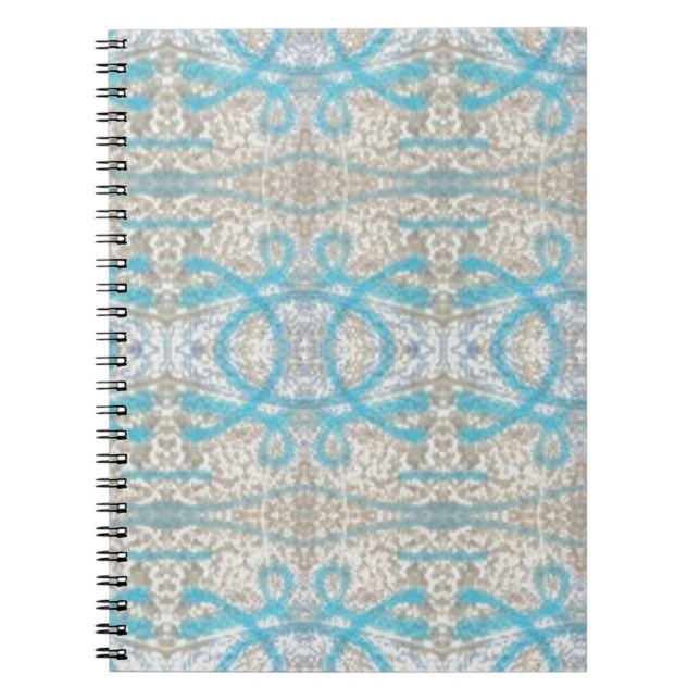 Blue Grey Curly Decorative Graffiti Wall Pattern Notebook (Front)