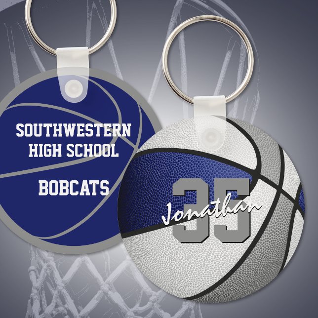 blue grey custom jersey number basketball key ring (Creator Uploaded)