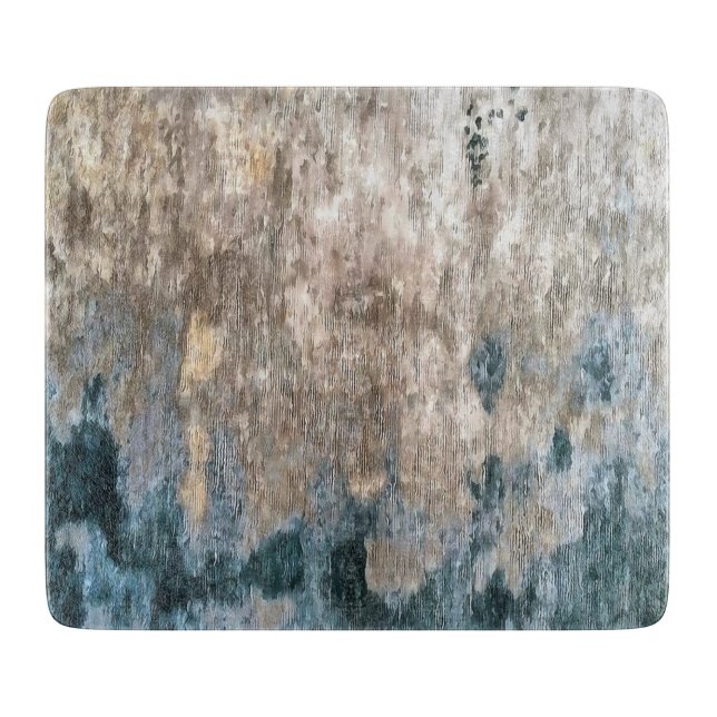 Blue Grey Decorative Abstract Artwork Cutting Board (Front)