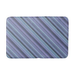 Blue-grey diagonal stripes bath mat