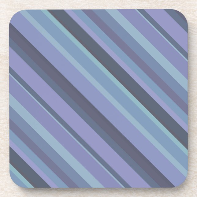 Blue-grey diagonal stripes coaster (Front)