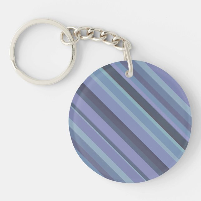 Blue-grey diagonal stripes key ring (Front)