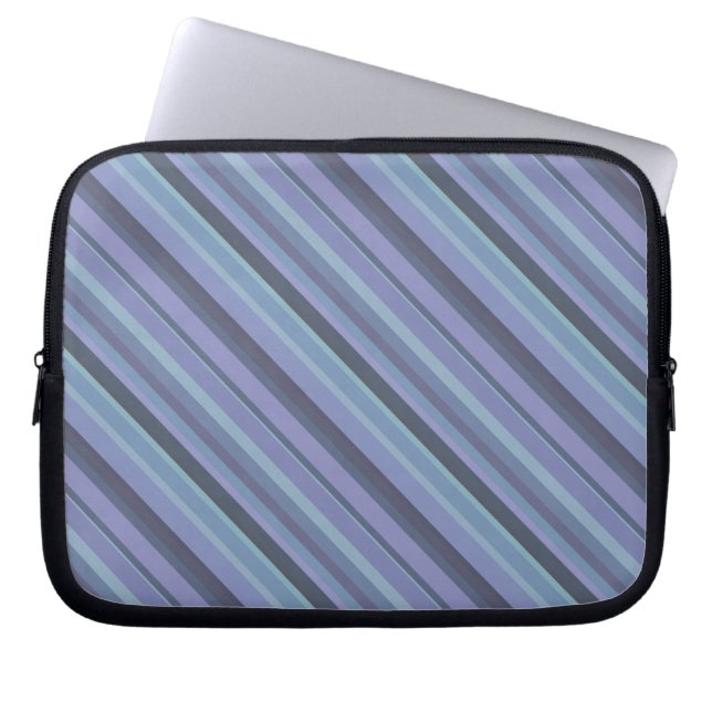 Blue-grey diagonal stripes laptop sleeve (Front)