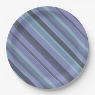 Blue-grey diagonal stripes paper plate