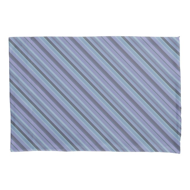 Blue-grey diagonal stripes pillowcase (Front)