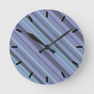 Blue-grey diagonal stripes round clock