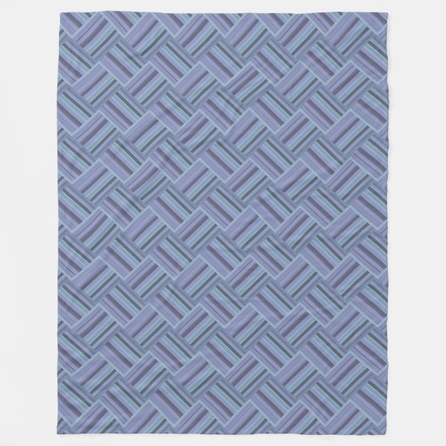 Blue-grey diagonal stripes weave pattern fleece blanket (Front)