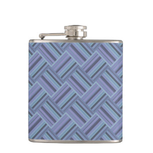 Blue-grey diagonal stripes weave pattern hip flask