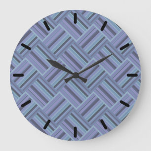 Blue-grey diagonal stripes weave pattern large clock