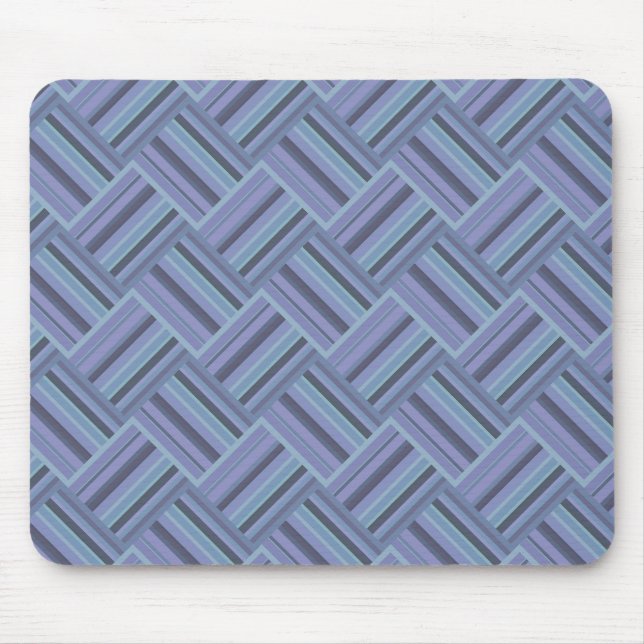 Blue-grey diagonal stripes weave pattern mouse mat (Front)