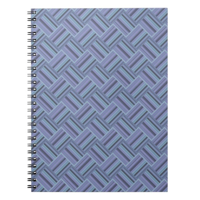 Blue-grey diagonal stripes weave pattern notebook (Front)