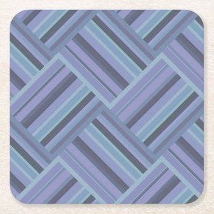Blue-grey diagonal stripes weave pattern square paper coaster