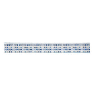 Blue Grey Diamond Pattern Satin Ribbon