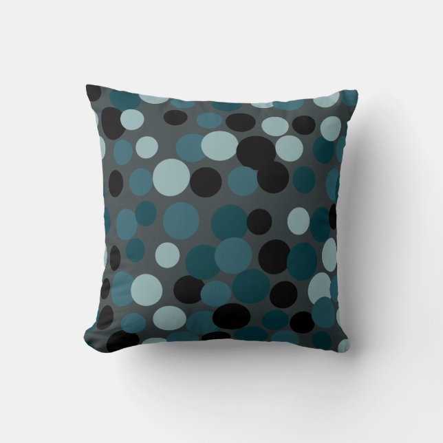 Blue Grey Dots Pillow (Front)