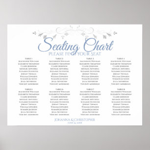 Blue & Grey Elegant 8 Table Wedding Seating Chart