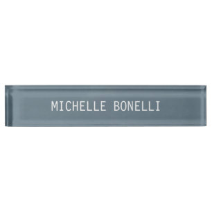 Blue Grey Elegant Plain Legible Modern Nameplate