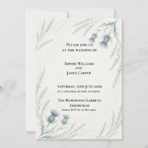 Blue Grey Eucalyptus Minimal Wedding Invitation
