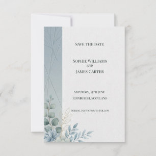 Blue Grey Eucalyptus Save The Date Card