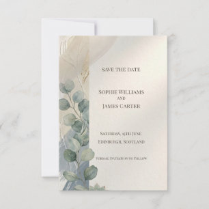 Blue Grey Eucalyptus Save The Date Card