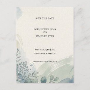 Blue Grey Eucalyptus Save The Date Postcard