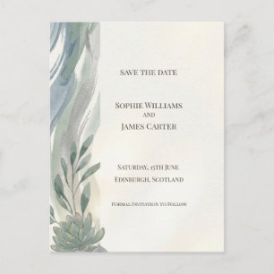 Blue Grey Eucalyptus Save The Date Postcard