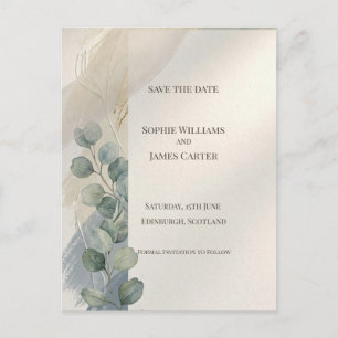 Blue Grey Eucalyptus Save The Date Postcard