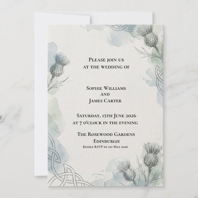 Blue Grey Eucalyptus Sprig Wedding Invitation (Front)