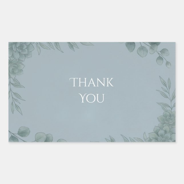 Blue Grey Eucalyptus Thank You Sticker (Front)