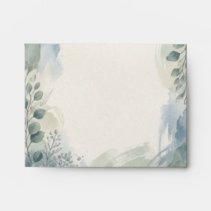 Blue Grey Eucalyptus Wedding Envelope